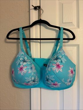 torrid Turquoise Floral Underwire Bra with Pink & White Blooms